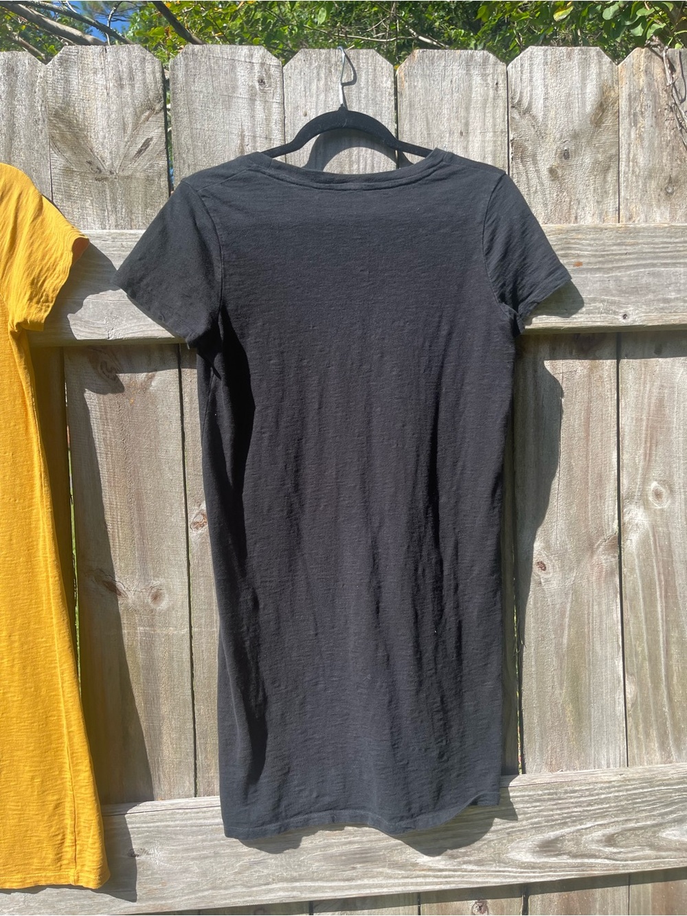 Women's Short Sleeve Scoop Neck Cotton Dresses - Mustard Yellow and Black Sz S - Picture 10 of 10